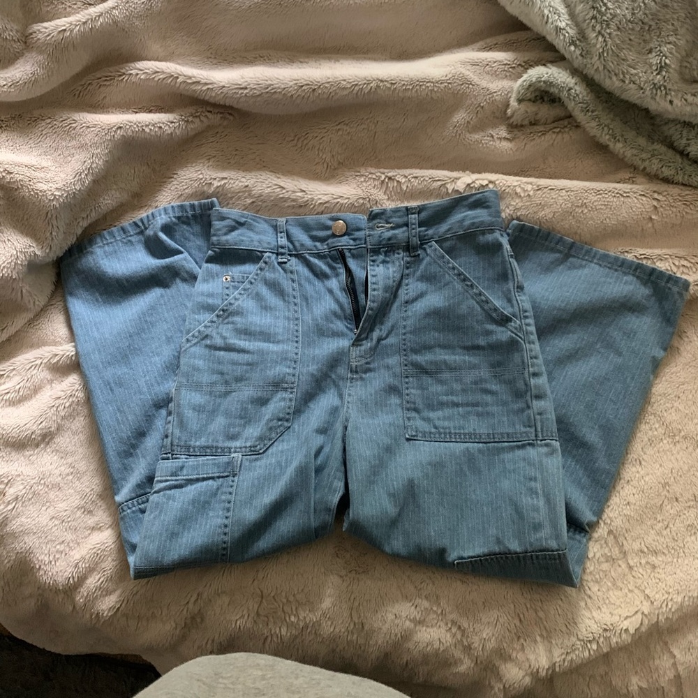 striped cargo jeans